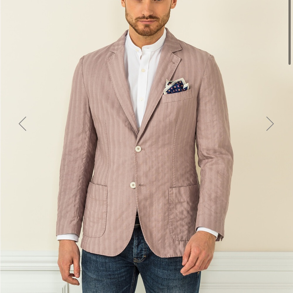 GUTTERIDGE DAL 1878 Mens Mauve Pink Linen Cotton Two Button Blazer Size 48